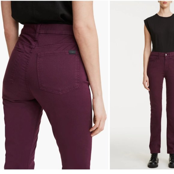 7 For All Mankind Denim - JEN7 by 7 For All Mankind - Sateen Slim Straight Leg Jeans (Plum)